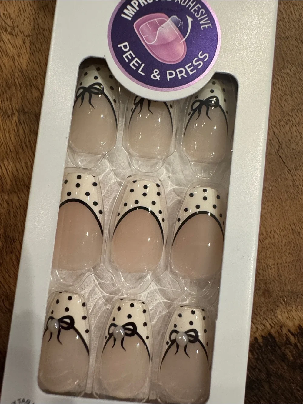 Impress Press On Nails in French Tip Polka Dots